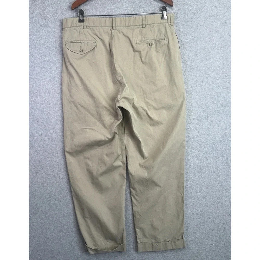 VTG Polo Ralph Lauren Mens Hammond Chino Pants Khaki 38W x 30L Cotton Cuff Pleat